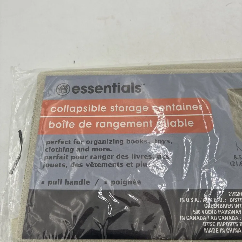 Essentials Brown Collapsible Storage Container w Handle 11.5x8.5x4.75